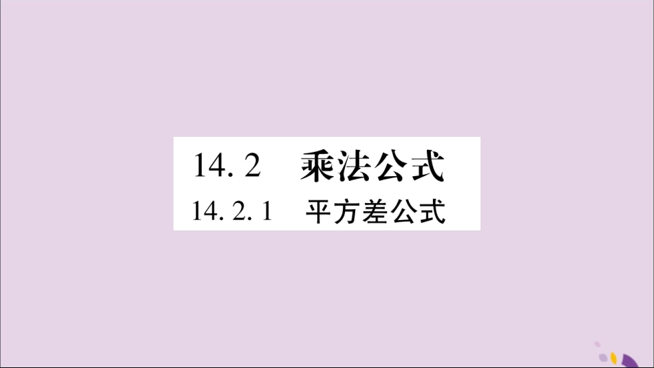 秋八年级数学上册 第十四章 整式的乘法与因式分解 14.2 乘法公式 14.2.1 平方差公式习题课件 (新版)新人教版 课件_第1页