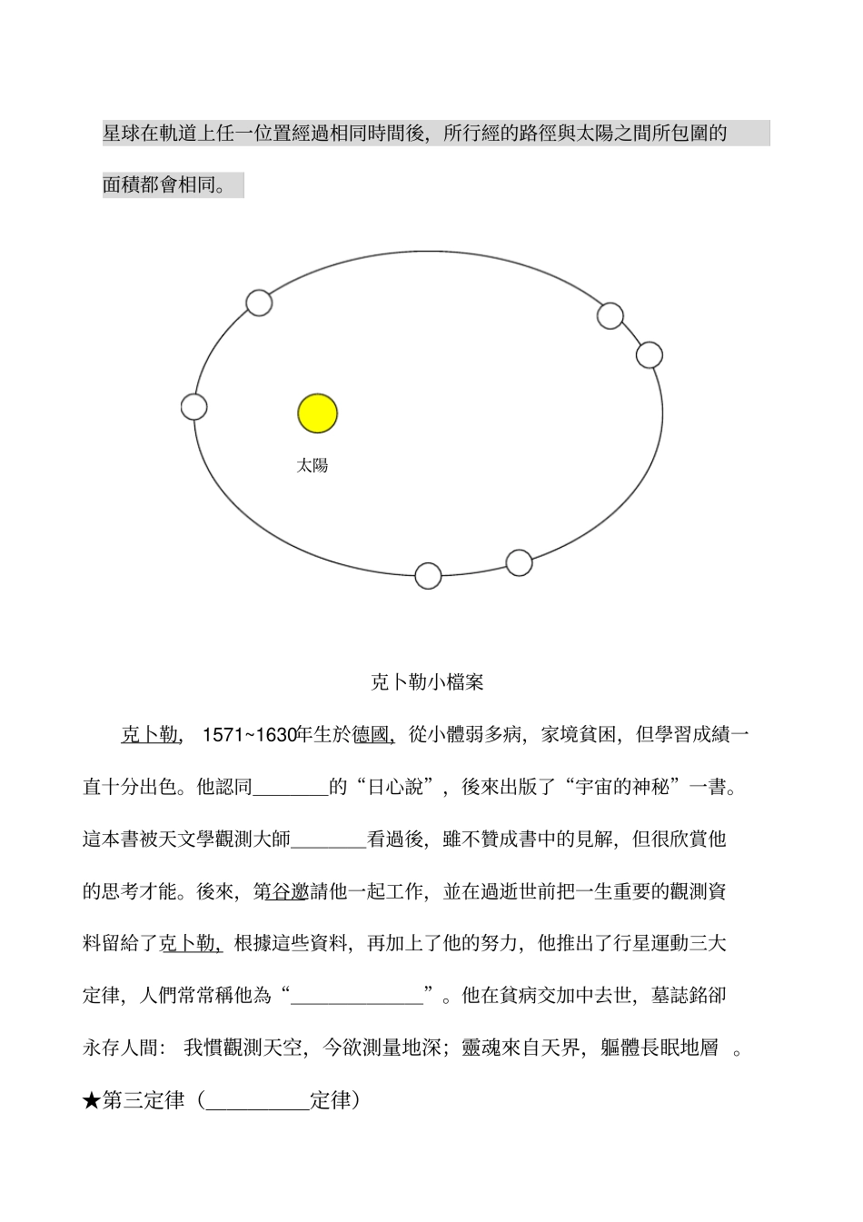 克卜勒行星运动三大定律_第2页