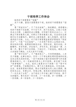 干部培养工作体会