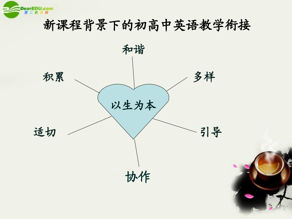 高中英语衔接教学的几点思考 讲座素材(PPT)人教新目标版 素材_第2页