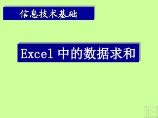 高中信息技术 excel数据求和课件 教科版选修4 课件
