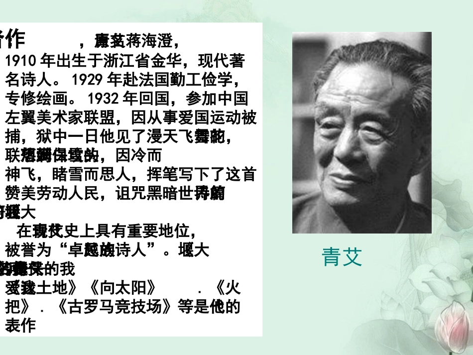 高一语文(大堰河我的保姆)课件(1)新人教版 课件_第2页