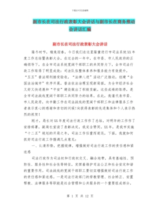 副市长在司法行政表彰大会讲话与副市长在商务推进会讲话汇编