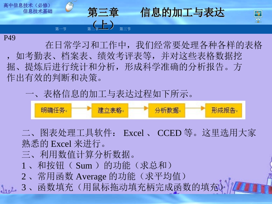 高中信息技术 32 表格信息的加工与表达课件 粤教版必修1 课件_第2页