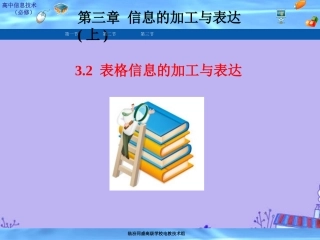 高中信息技术 32 表格信息的加工与表达课件 粤教版必修1 课件