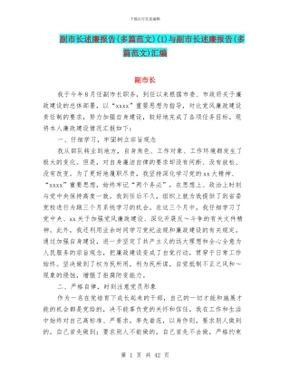 副市长述廉报告(1)与副市长述廉报告(多篇范文)汇编