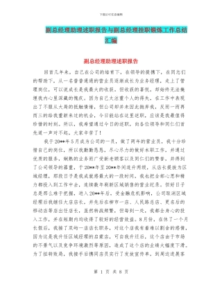 副总经理助理述职报告与副总经理挂职锻炼工作总结汇编