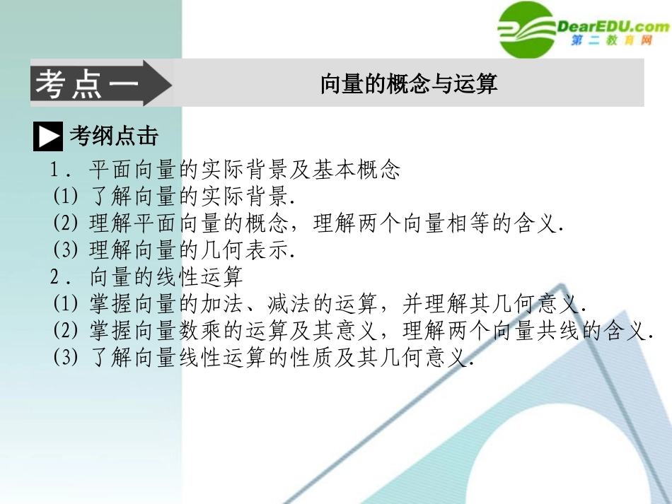 高考数学二轮复习 专题二：第三讲(平面向量) 文 课件_第3页