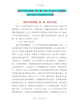 副科干部年度德、能、勤、绩工作总结1与副镇长2024年终工作总结范文汇编