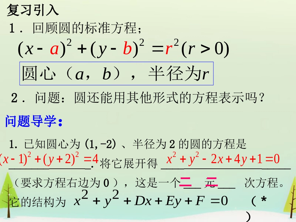 高中数学 412圆的一般方程课件 新人教版必修2 课件_第3页