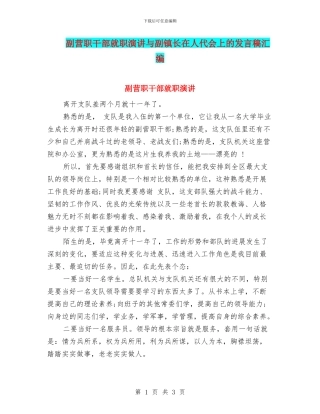 副营职干部就职演讲与副镇长在人代会上的发言稿汇编