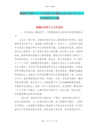 副镇长年终个人工作总结与办事处主任2024年个人工作总结范文汇编