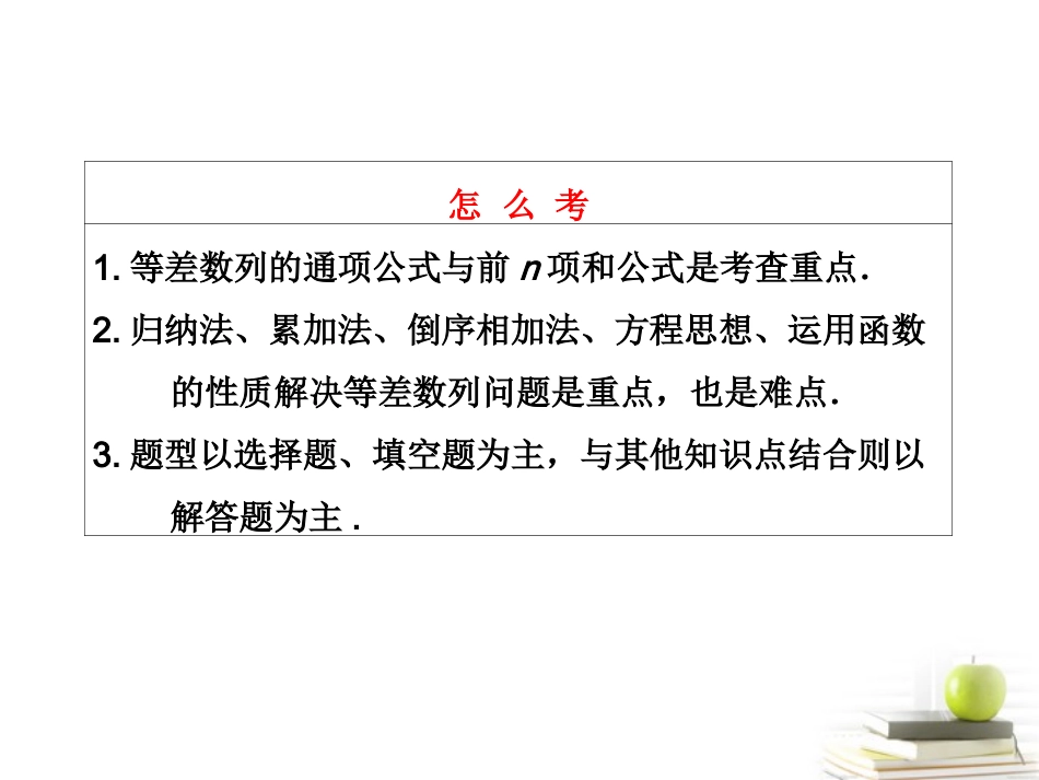 高考数学 第五章第二节等差数列及其前n项和课件 新人教A版 课件_第3页