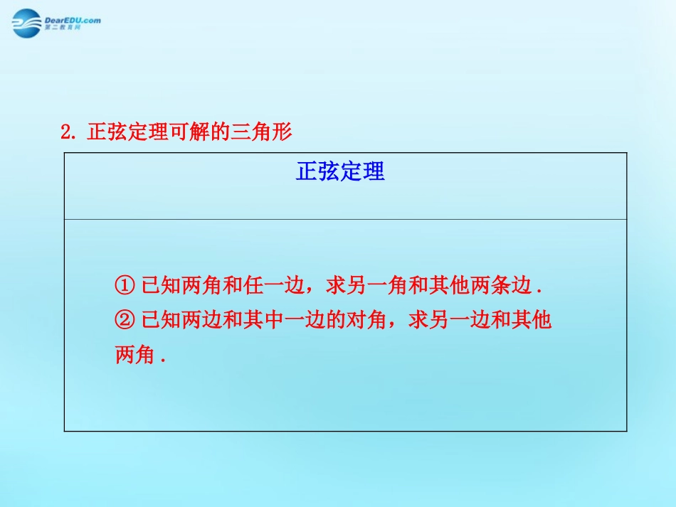 高中数学 111 正弦定理知识表格素材 新人教版必修5 素材_第2页