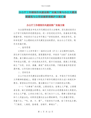 办公厅工作绩效作风建设推广实施方案与办公大楼房屋建筑与公用设施管理维护方案汇编
