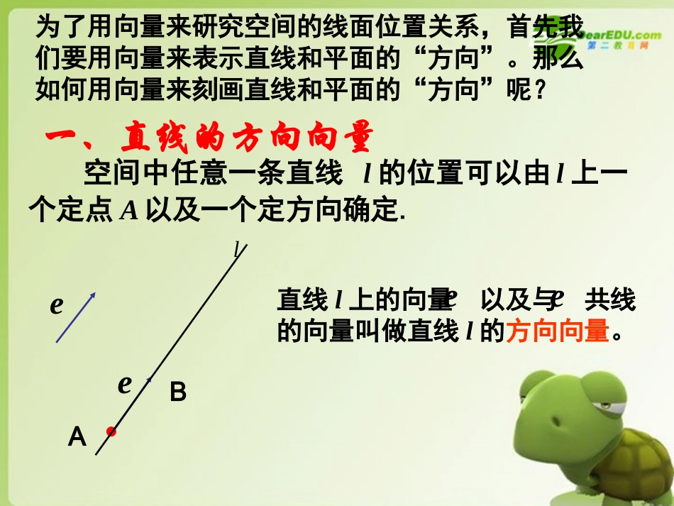 高中数学 直线的方向向量与平面的法向量课件 苏教版选修2-1 课件_第3页