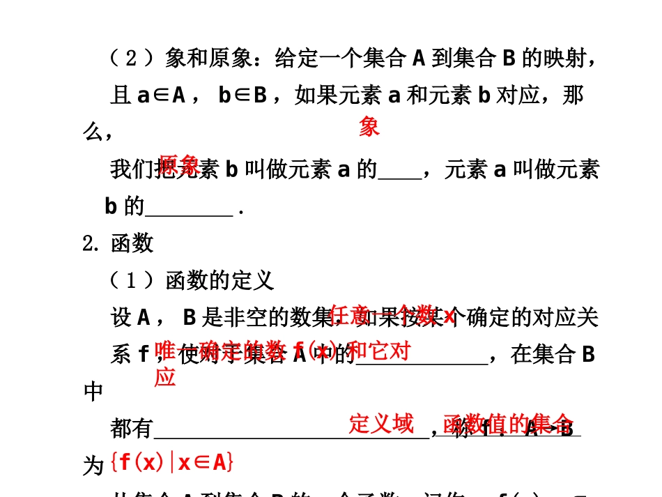 高三数学高考(理)总复习系列课件：2.1  映射与函数人教大纲版 高三数学高考(理)总复习系列课件： 函 数人教大纲版 高三数学高考(理)总复习系列课件： 函 数人教大纲版_第2页