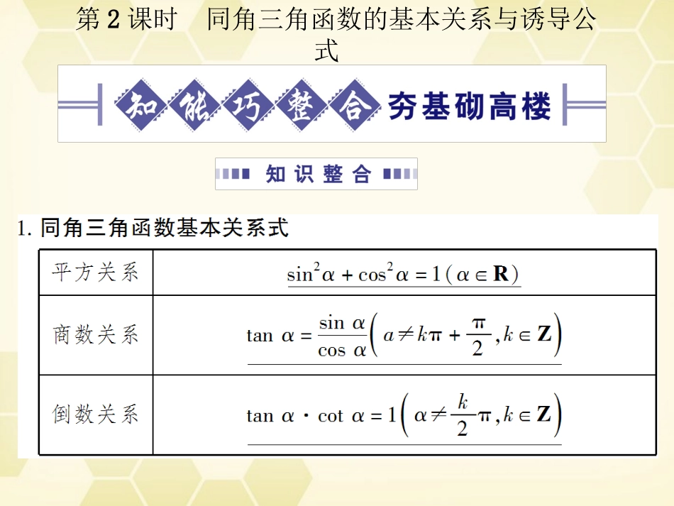 高考数学总复习 4.2同角三角函数的基本关系与诱导公式课件 文 大纲人教版 课件_第1页