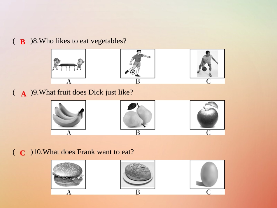 秋七年级英语上册 第八套综合测试卷(Unit 6)习题课件 (新版)人教新目标版 课件_第3页