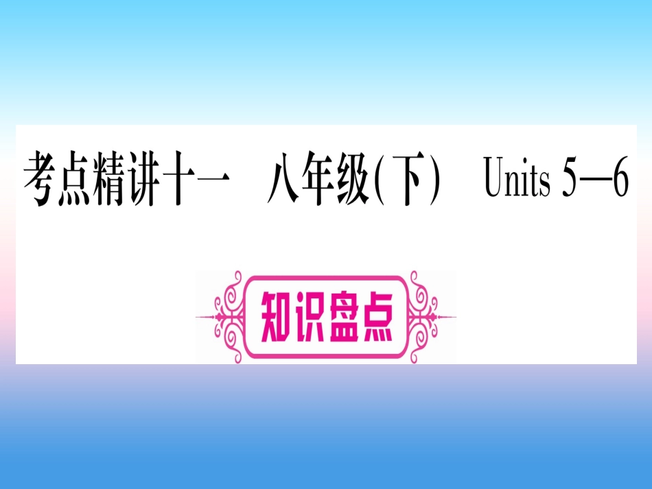 甘肃省中考英语 第一篇 教材系统复习 考点精讲11 八下 Units 5 6课件 (新版)冀教版 课件_第1页