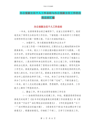 办公室副主任个人工作总结与办公室副主任工作的自我总结汇编