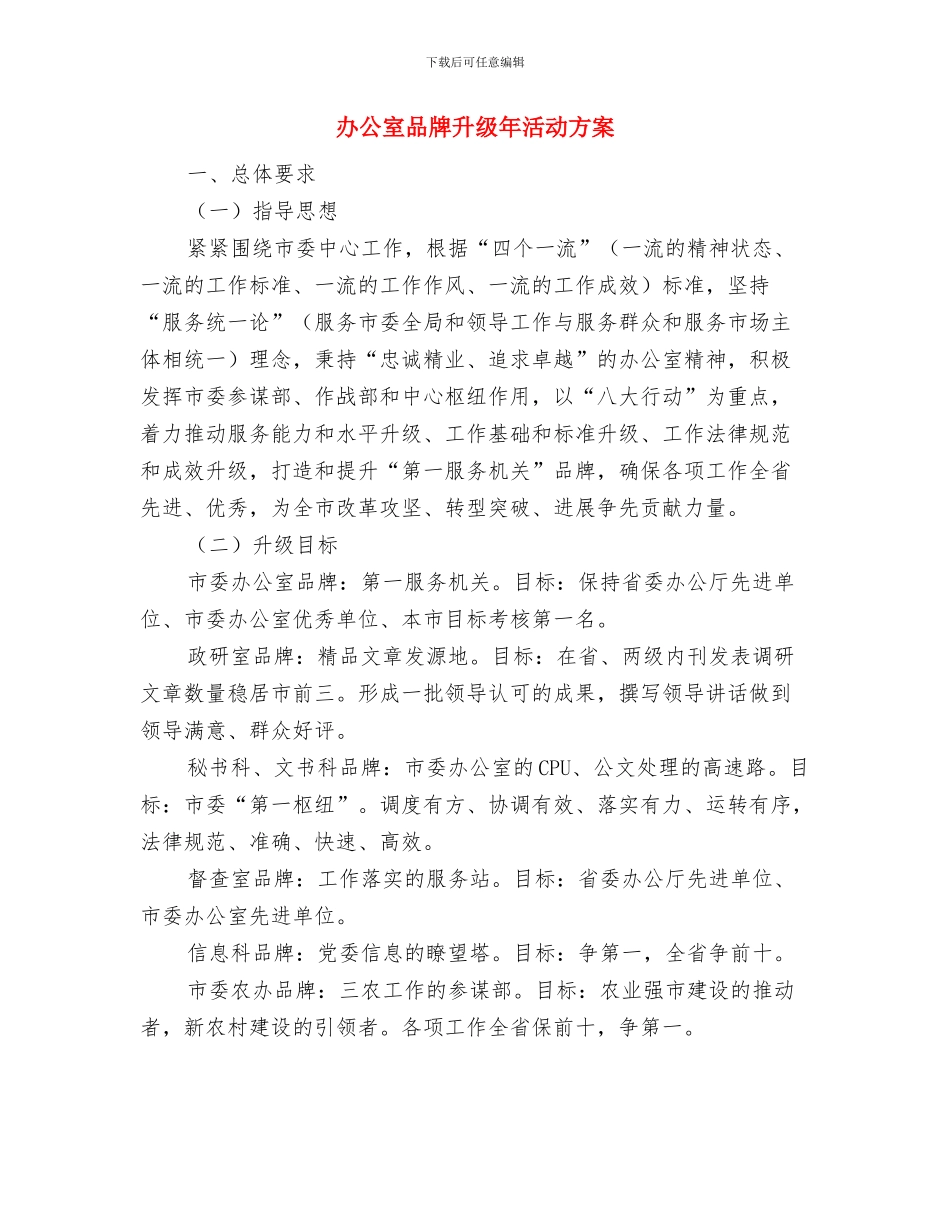 办公室副主任工作鉴定与办公室品牌升级年活动方案汇编_第3页