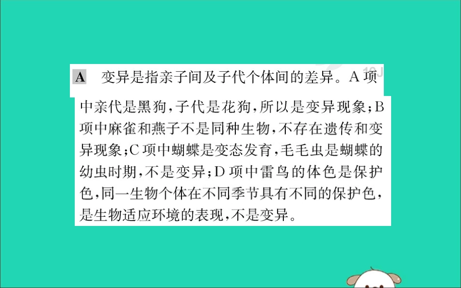 版八年级生物下册 第七单元 生物圈中生命的延续和发展 第二章 生物的遗传和变异 5 生物的变异训练课件 (新版)新人教版 课件_第3页