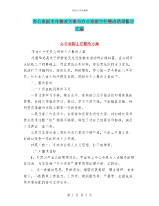 办公室副主任整改方案与办公室副主任整改结果报告汇编