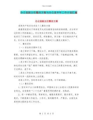 办公室副主任整改方案与办公室半年工作计划汇编