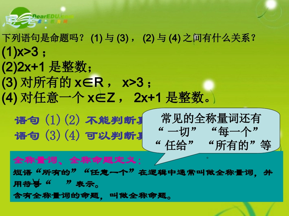 高中数学 13(全称量词与存在量词)课件 苏教版选修1-1 课件_第2页