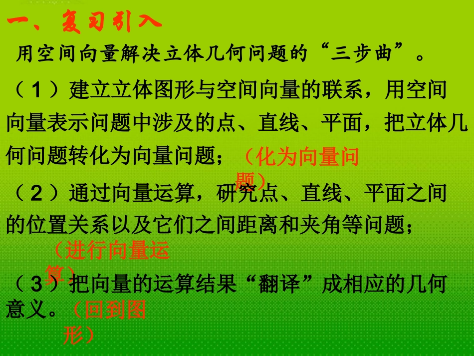 高中数学 第二章 立体几何中的向量方法2课件 北师大版选修2-1 课件_第2页
