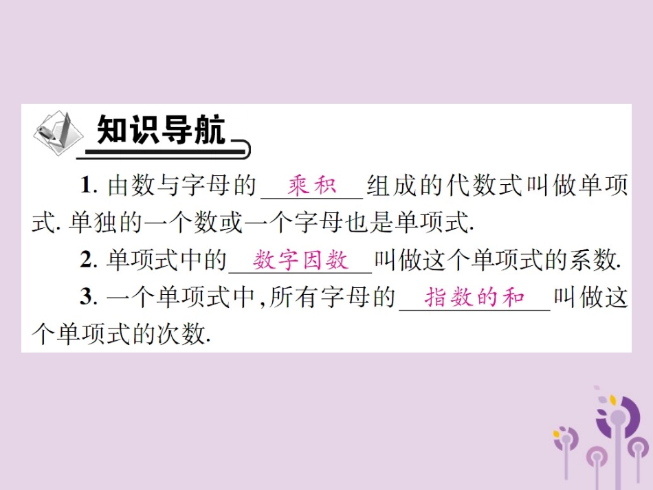 秋七年级数学上册 第3章 整式的加减 3.3 整式 3.3.1 单项式课件 (新版)华东师大版 课件_第2页
