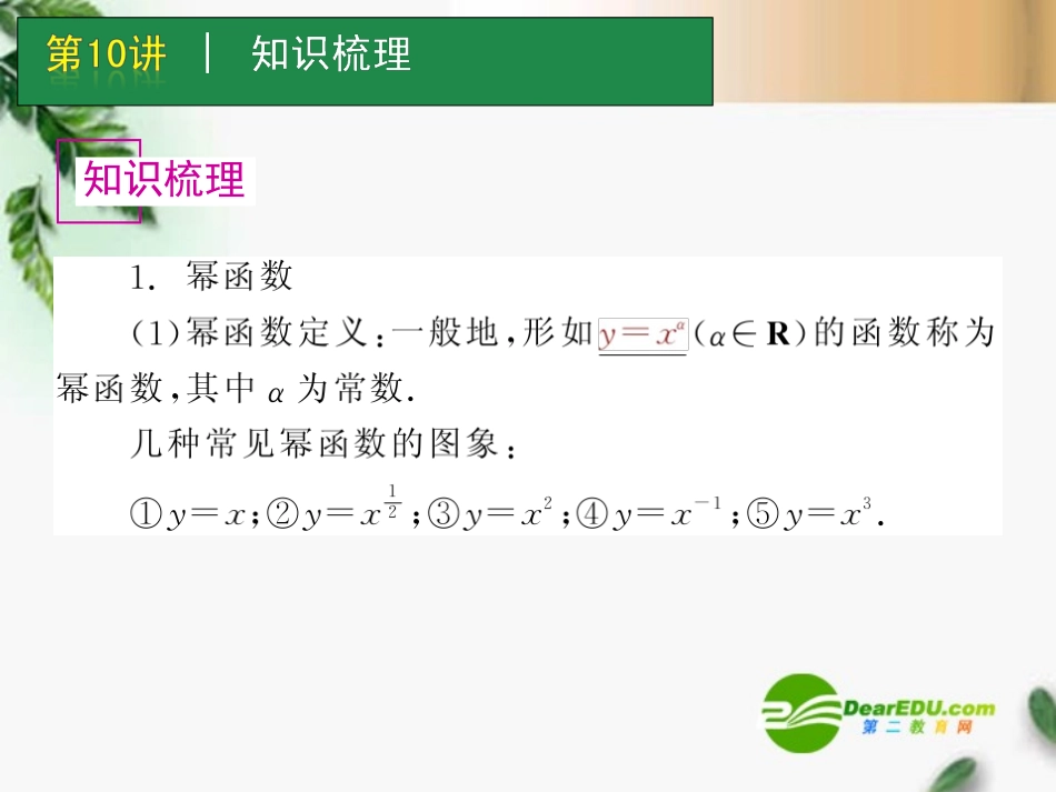 高考数学一轮单元复习 第10讲 幂函数与函数的图像课件_第2页