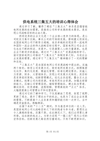 供电系统三集五大的培训心得体会