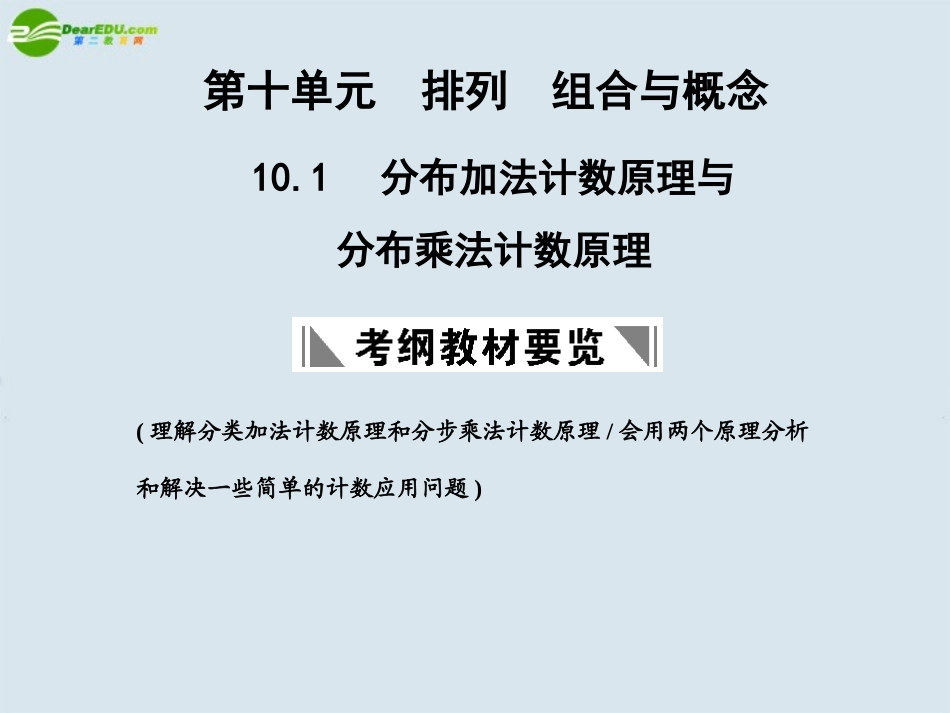 高三数学一轮复习 分类加法计数原理与分步乘法计数原理课件 北师大版 课件_第1页
