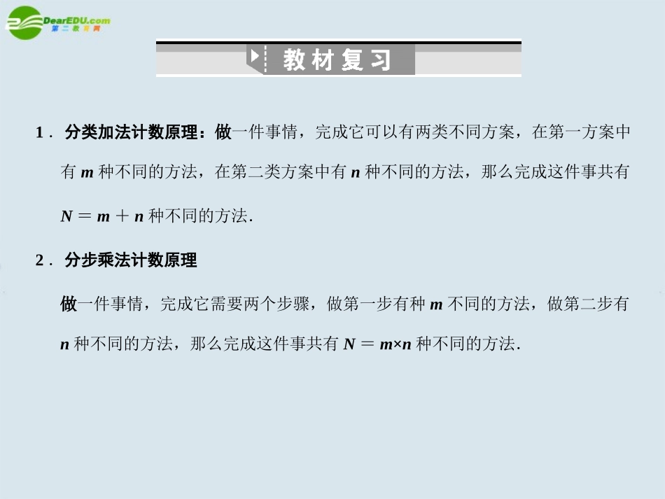 高三数学一轮复习 分类加法计数原理与分步乘法计数原理课件 北师大版 课件_第2页