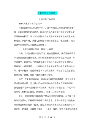 入职半年工作总结