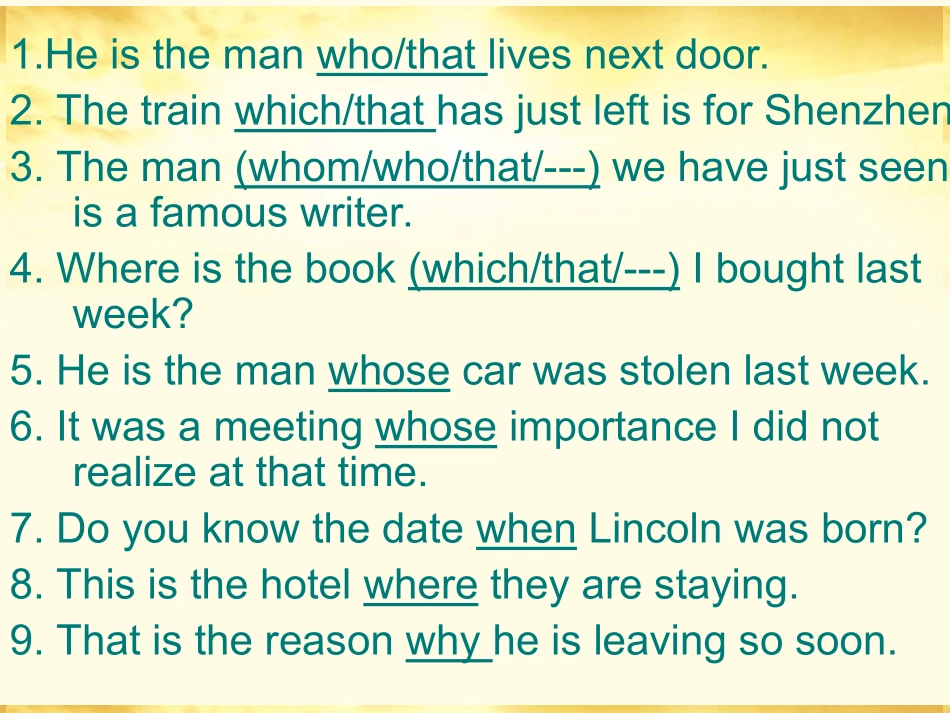 高考英语 定语从句复习课件 新人教版 课件_第2页