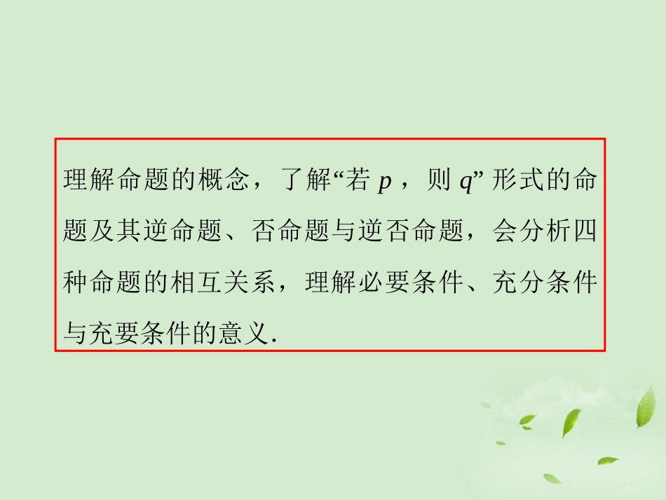 福建省高考数学一轮总复习 第2讲 命题及其关系、充要条件课件 文 新课标 课件_第3页