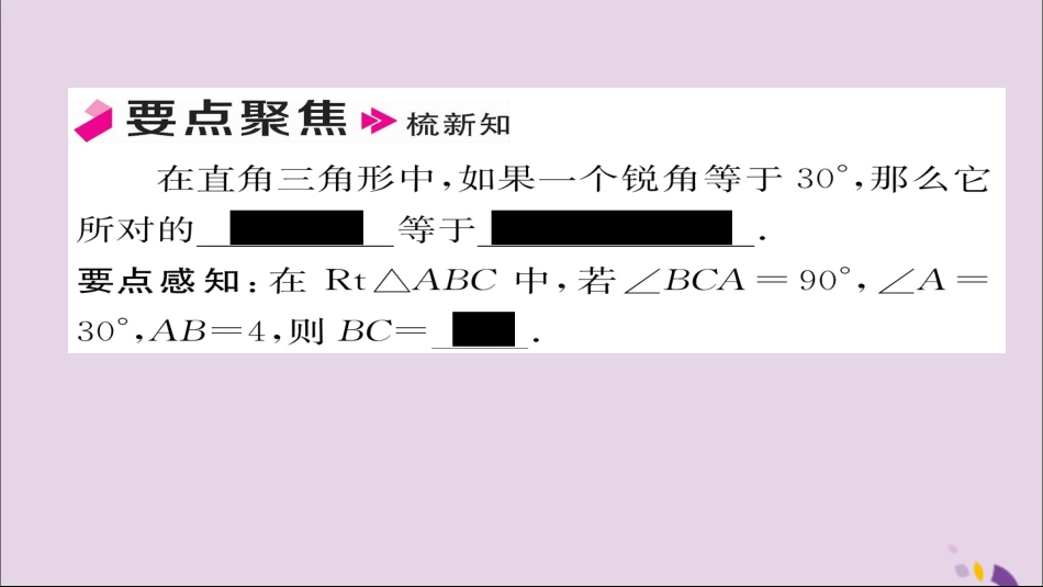 秋八年级数学上册 第十三章 轴对称 13.3 等腰三角形 13.3.2 等边三角形 第2课时 含30°角的直角三角形的性质课件 (新版)新人教版 课件_第2页