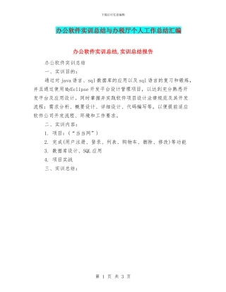 办公软件实训总结与办税厅个人工作总结汇编