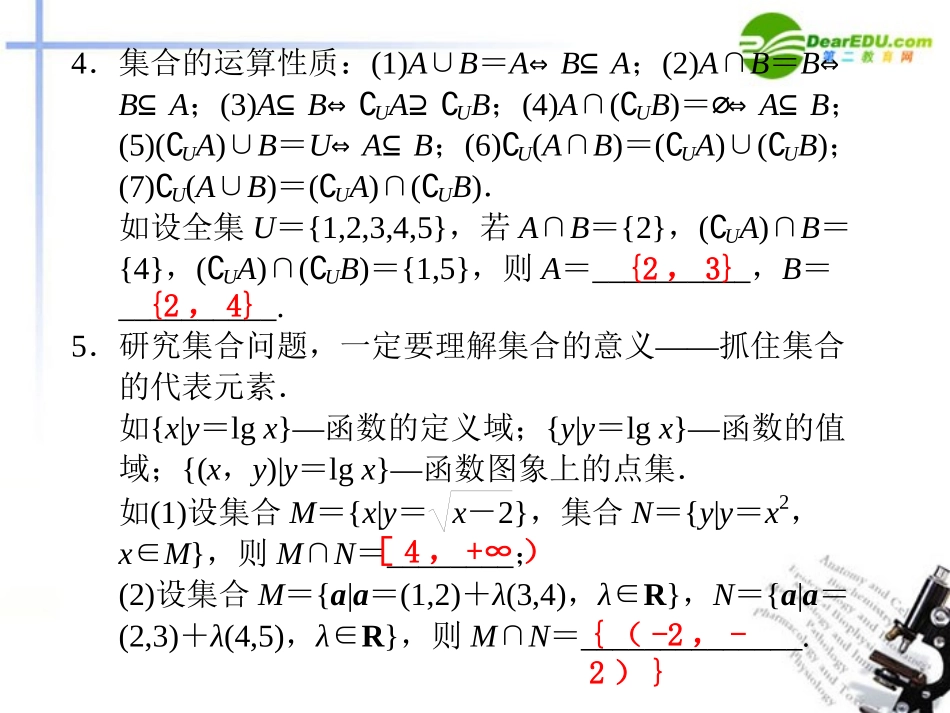 高考数学二轮复习 第1讲集合与简易逻辑课件 理 大纲人教版 课件_第3页