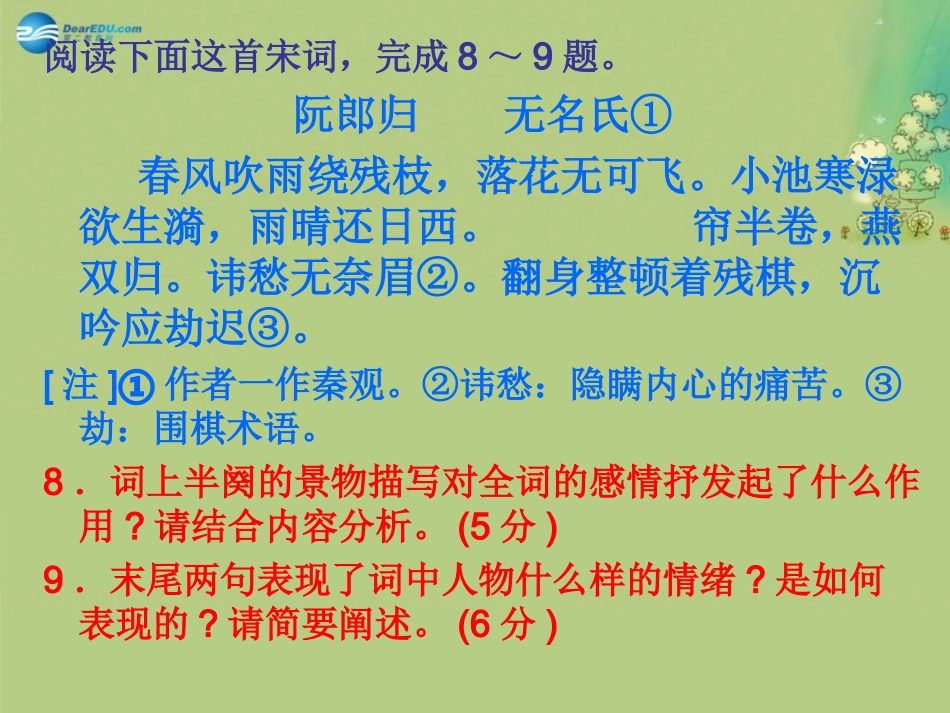 高中语文 阮郎归课件 新人教版必修5 课件_第2页