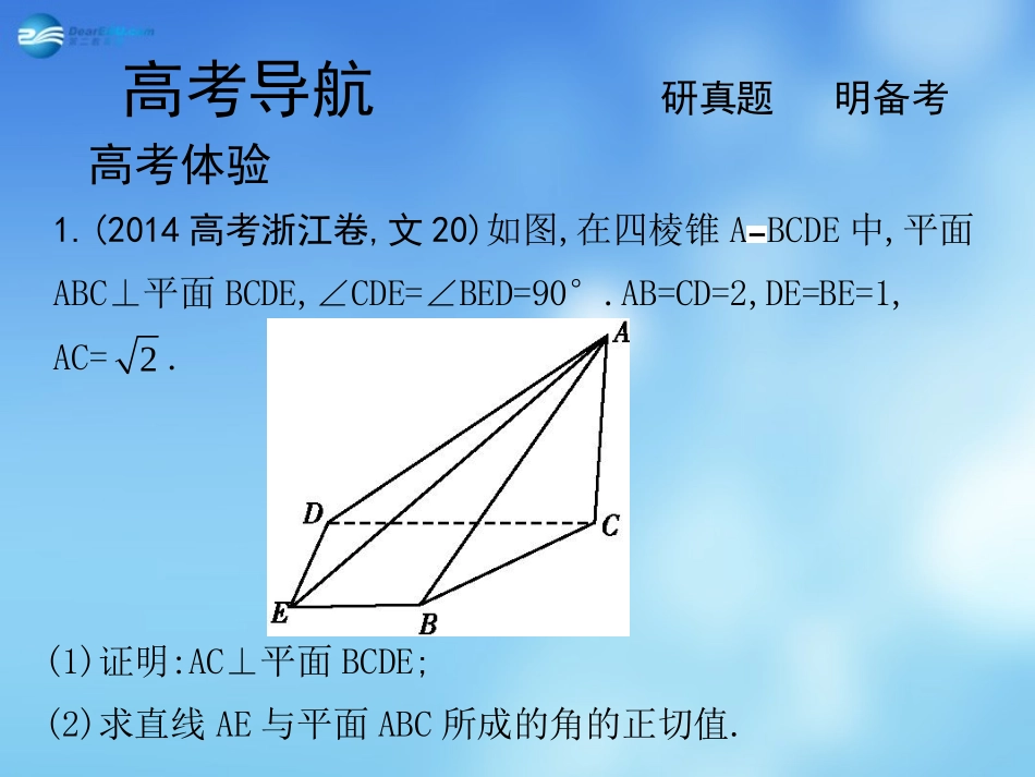 高考数学二轮复习 高校信息化课堂 专题六 立体几何 第3讲 空间角课件 文 课件_第2页