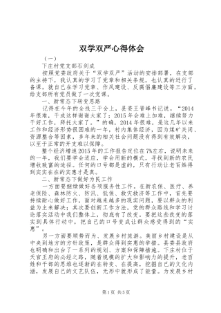 双学双严心得体会