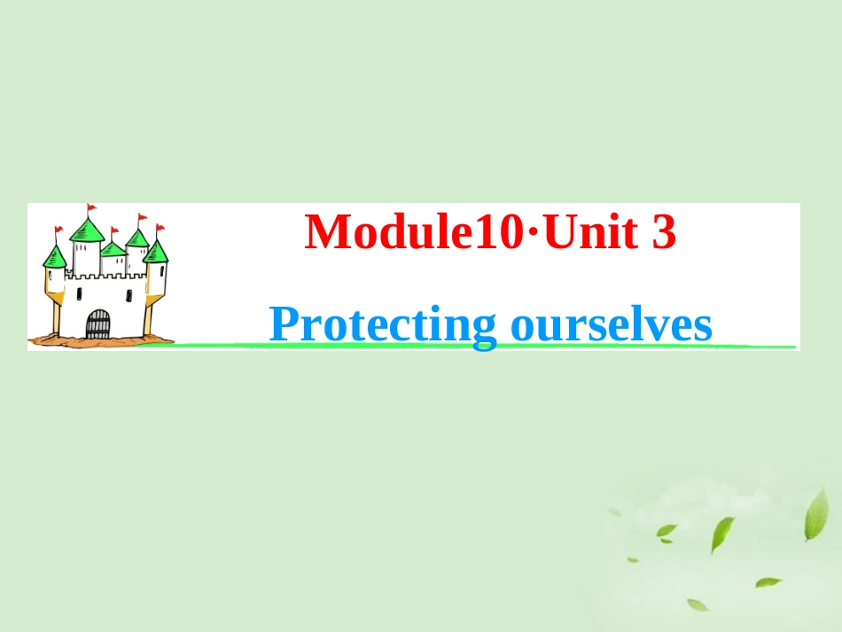 高考英语一轮复习 Module10 Unit 3 Protecting ourselves课件 牛津译林版(湖南专用) 课件_第1页