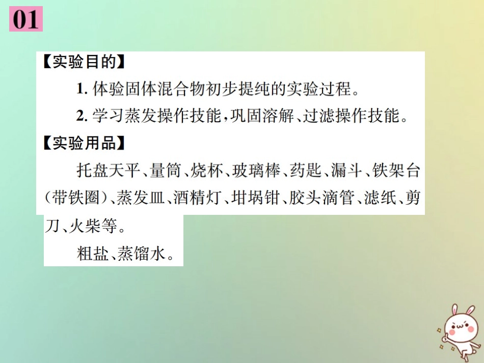 河南省九年级化学下册 第十一单元 盐 化肥 实验活动8 粗盐中难溶性杂质的去除课件 (新版)新人教版 课件_第2页