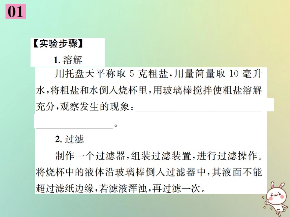 河南省九年级化学下册 第十一单元 盐 化肥 实验活动8 粗盐中难溶性杂质的去除课件 (新版)新人教版 课件_第3页