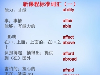 高考英语 新课程标准词汇总结课件1 课件