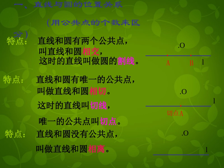 江苏省张家港市第一中学九年级数学上册 2.5 直线与圆的位置关系课件1 (新版)苏科版 课件_第3页